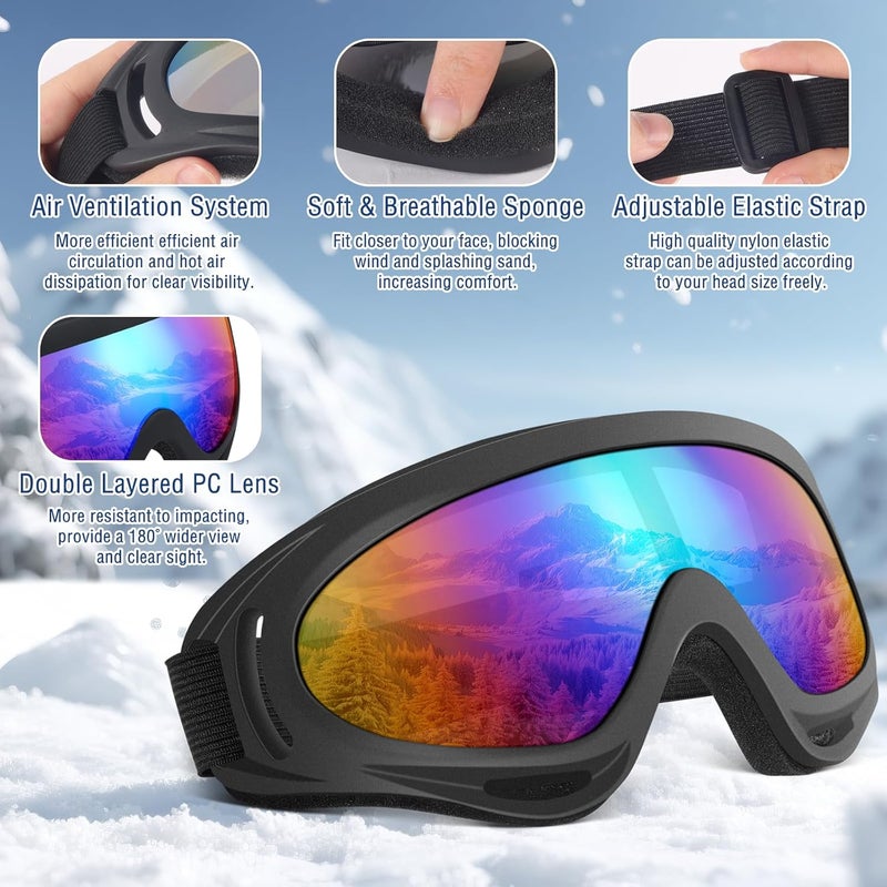 OXG Store 2 Pack Snowboard Ski Goggles, UV Protection Winter Snow Sports Goggles for Kids Teens Adult - Image 4